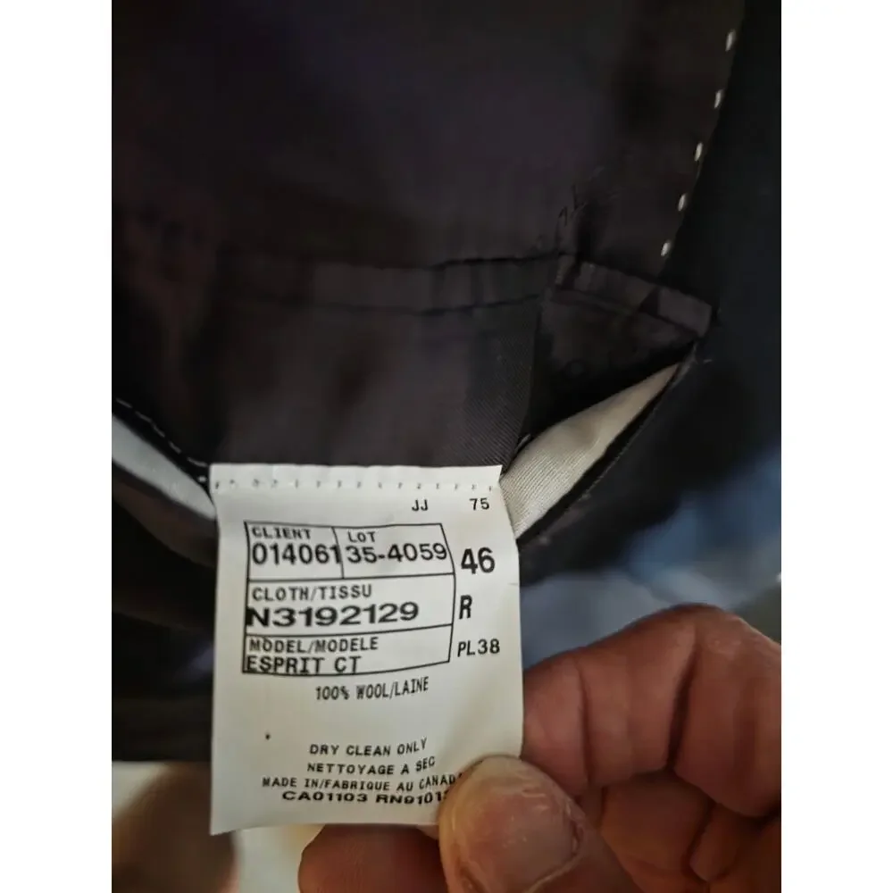 Jack Victor Men's Black Super 130s Italian Wool Blazer Sport Coat 46R